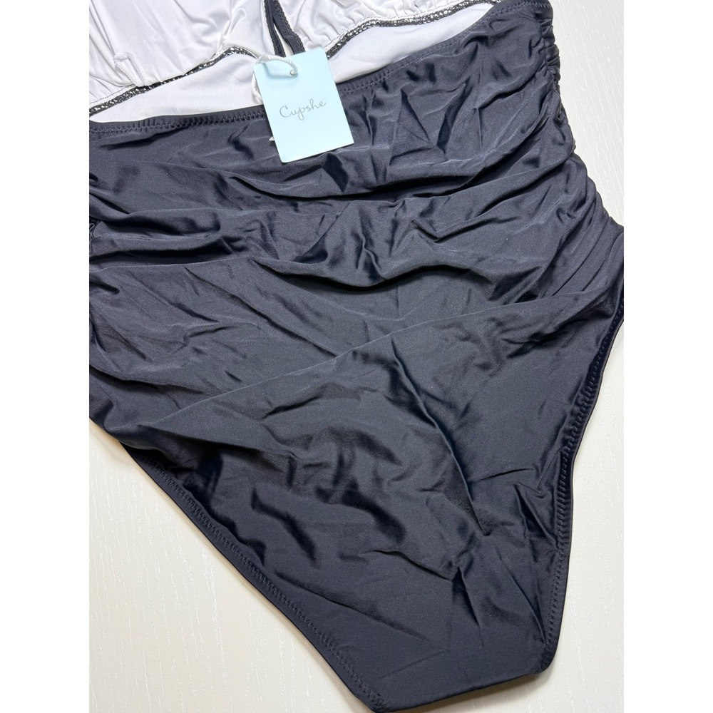 CUPSHE Keep Secrets Black Halter One-Piece Swimsuit | NWT - SIZE M - Picture 9 of 11